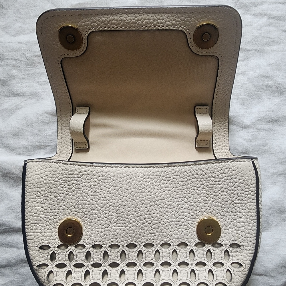 J. Crew Cream Mini Bag with Gold Accents